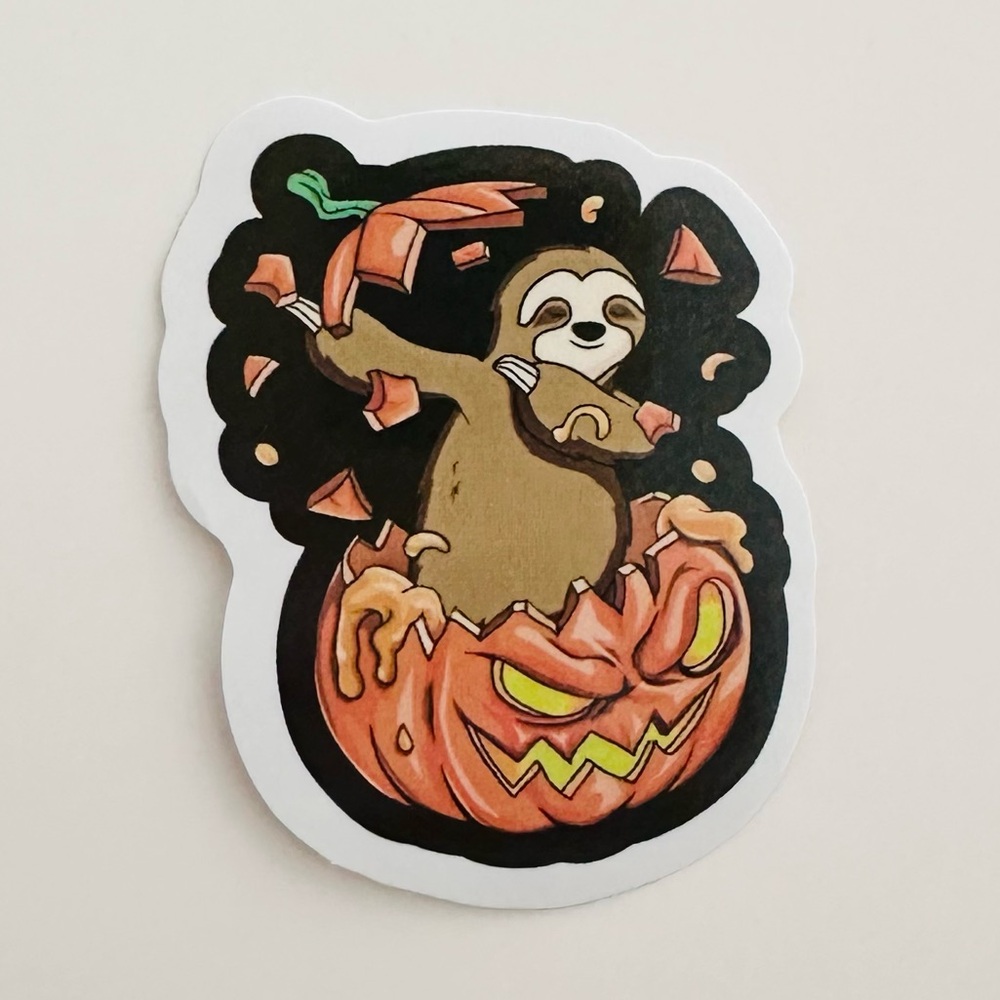 10/$10 Sloth in Pumpkin Sticker